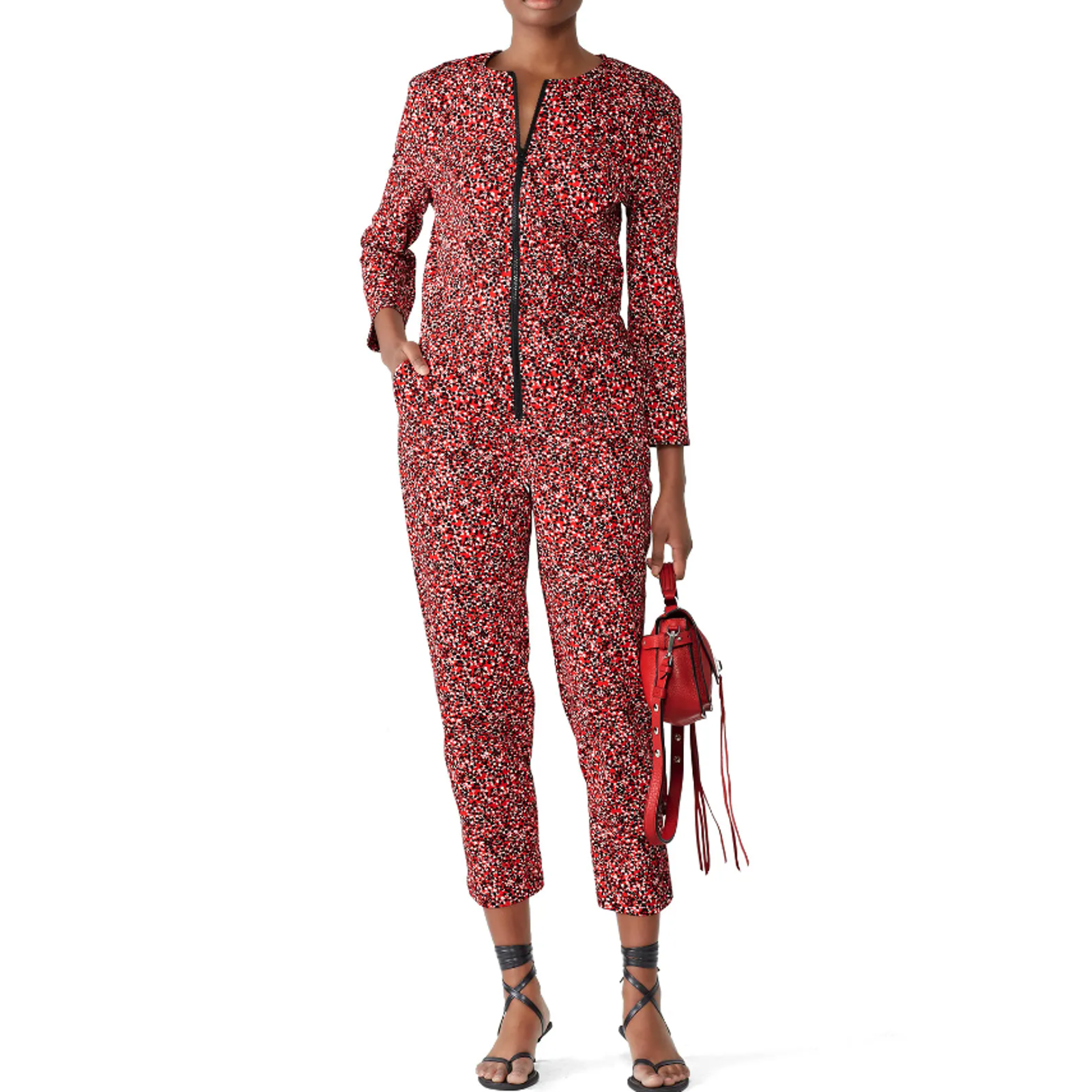 Rebecca Minkoff Jumpsuit Women Size Medium Floral Red Clover Jumper Boho Street